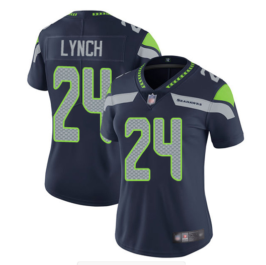 Women's Seattle Seahawks #24 Marshawn Lynch Navy Vapor Untouchable Limited Stitched NFL Jersey(Run Small)